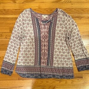 Style & Co Patterned Long Sleeve Top